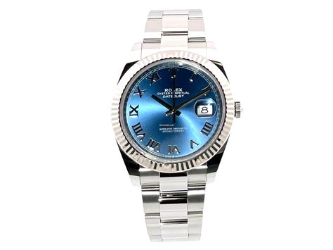 rolex udatejust 41 edelstahl weißgold oyster blau|Rolex Datejust 41.